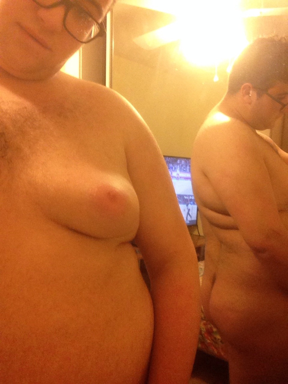 nakedchubby:sluttychub14:  After shower picture I want a 24hour fuck session with