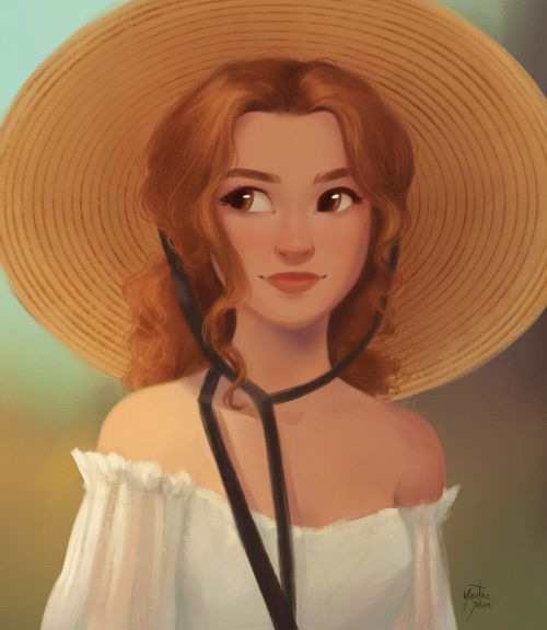 Sunhat ☀️ Finally finished this painting that I had laying around for a while in my work in progress