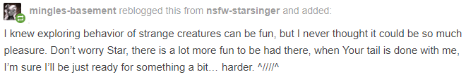 nsfw-starsinger:  A follower post of the previous post featuring ask-mingle.Mingle