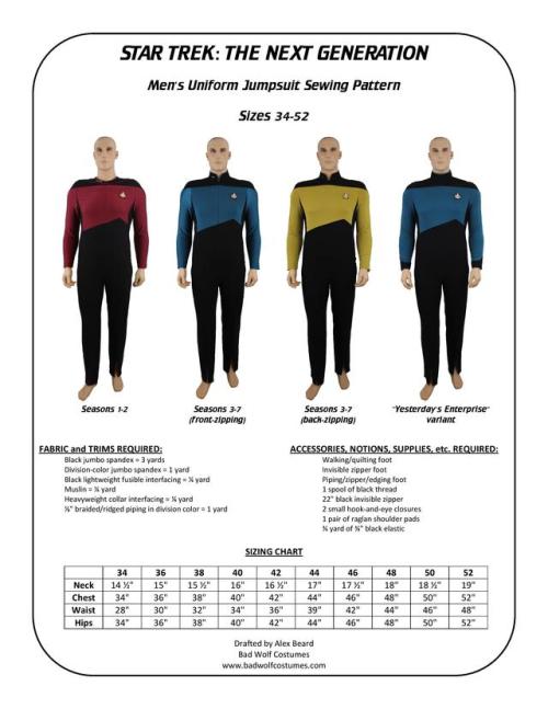 Our men’s TNG jumpsuit pattern is now shipping! https://www.etsy.com/listing/542289254/star-trek-sew