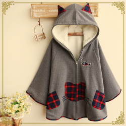 randompic:  buy it hereJapanese kawaii cat ears grid cape coatuse “randompic” for 10% discount