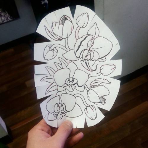 Got this stencil ready for my client tonight. So happy to make these orchids happen. Thank youuu. #stencil #flowers #orchids #ink #tattooapprentice #artistsontumblr #artistsoninstagram #drawing #art  (at Raven’s Eye Ink)