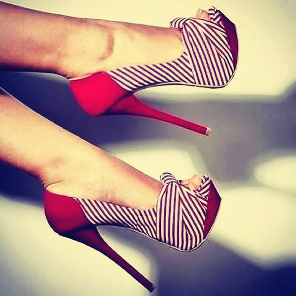 stylelist-tidebuy:  Astonishing Red Stripe Stylish Peep Toe Seude Platform Pumps