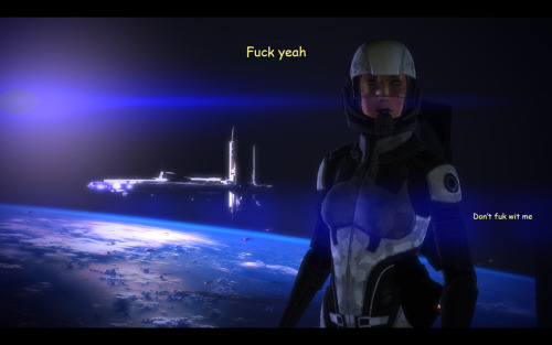 Stayed up all night to beat Mass Effect. I had to fuck Sovereign in it’s stupid robot cicada face before going to sleep. Overall opinion: Some of the gameplay is still shit. Kaidan whines a lot. Ashley’s cool. Everyone’s cool. Except