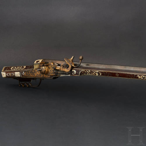 Gold and bone inlaid wheel-lock rifle, Southern Germany, circa 1600-1610.from Hermann Historica