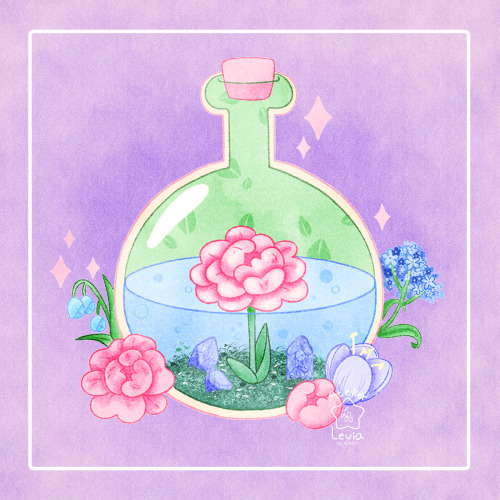 “Peony potion, a common concoction that raises MP by 10% and gives a temporary boost to all foraging