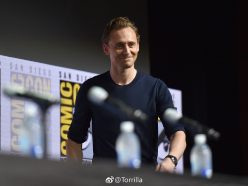 maryxglz:Chris Hemsworth, Tom Hiddleston and Mark Ruffalo attend the Marvel Studios Presentation dur