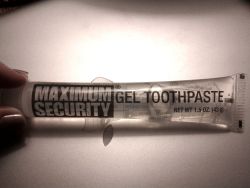 cracked:  If you find yourself incarcerated in a maximum security prison, this is the toothpaste you will use. Two things of note: The tube and toothpaste are both clear to prevent the concealment of shivs and contraband.  No one’s going to waste fanciful