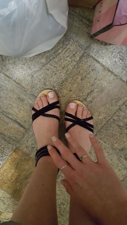 Continuing my humiliating sissy shopping task. I was ordered to buy some girly sandals go into the b