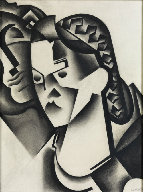 amare-habeo: Auguste Herbin (Franch, 1882-1960)  Woman’s Head, 1936 Black chalk on paper,