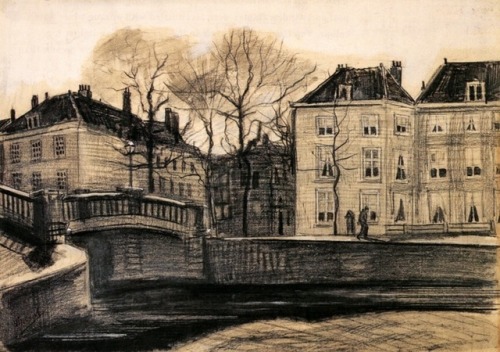 artist-vangogh: Bridge and Houses on the Corner of Herengracht-Prinsessegracht, 1882, Vincent van Go