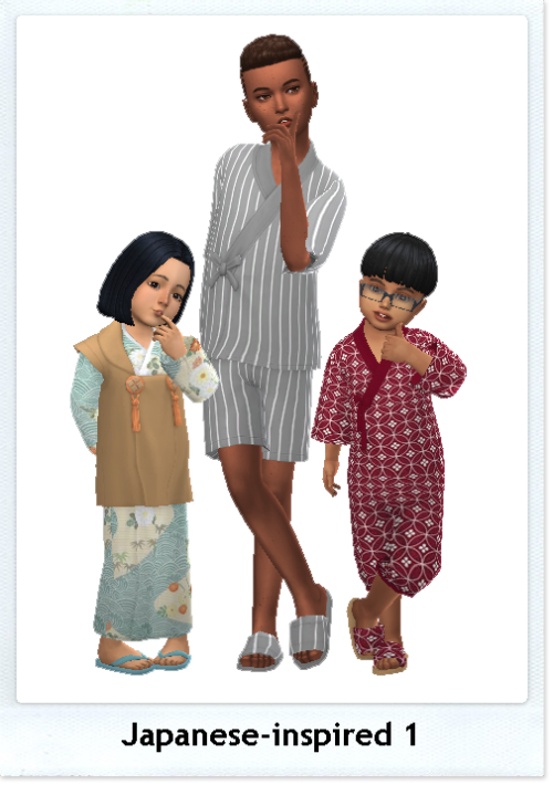 sims4sue: REQUESTS P46 - JAPANESE-INSPIRED 1I was asked to recolour the kids outfits with recolour a