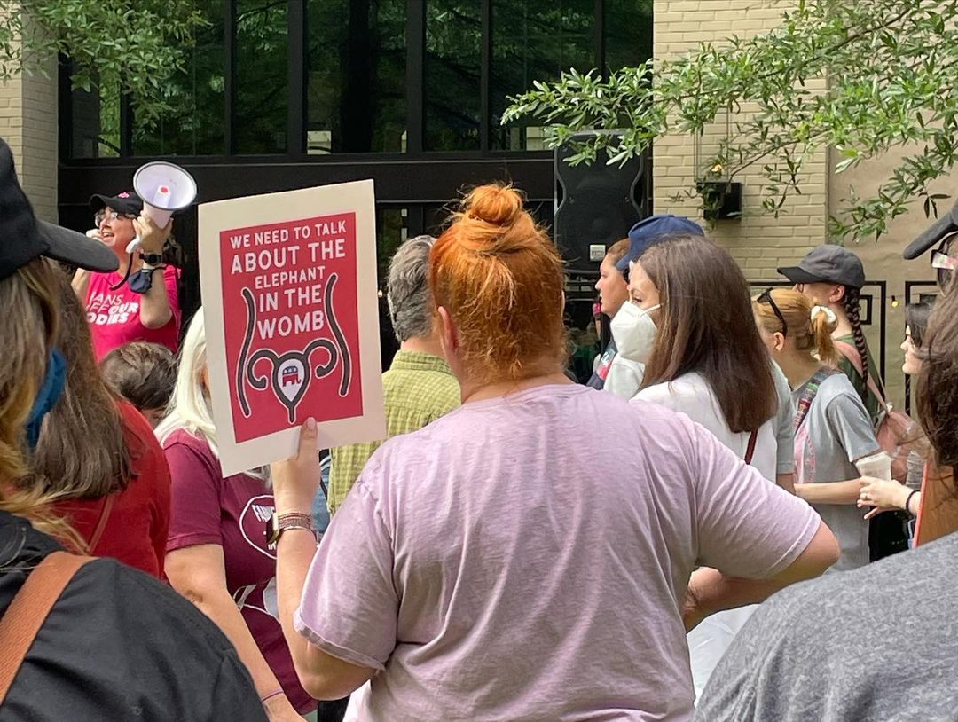 Images from Knoxville’s Bans Off Our Bodies rally yesterday.
Sign captions featured:
We need to talk about the elephant in the room
Blow jobs are cannibalism
This is not a tree. This is not a baby. [First “o” is an acorn illustration. Second is an...