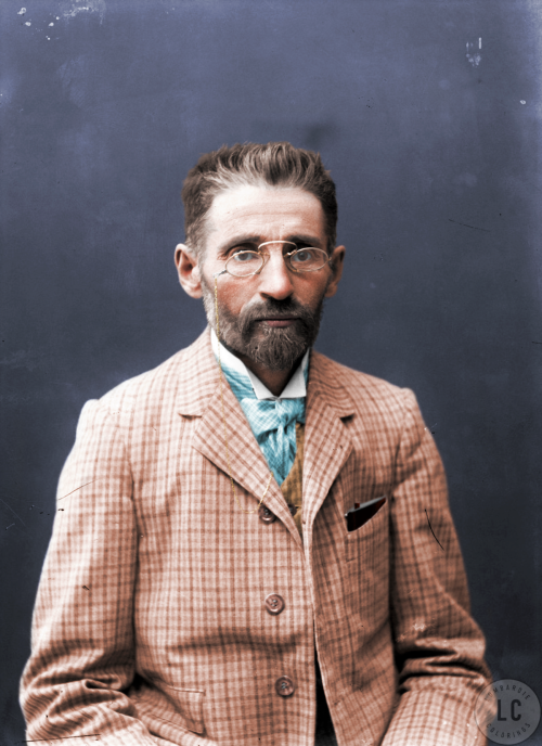 Eliezer Ben-Yehuda.Photographed by Ya’acov Ben-Dov, between 1918-23.Colored by Lombardie Color