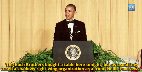 sandandglass:  President Barack Obama at the White House Correpondents’ Dinner.    that “orange is the new black” line killed em