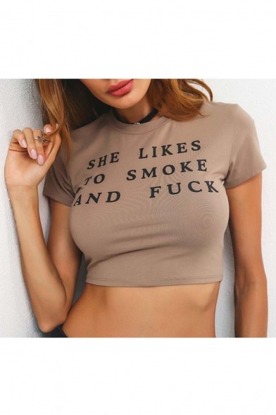 cleveruuu: Sexy Women’s Cropped Tee  She like to smoke and fuck That’s gross