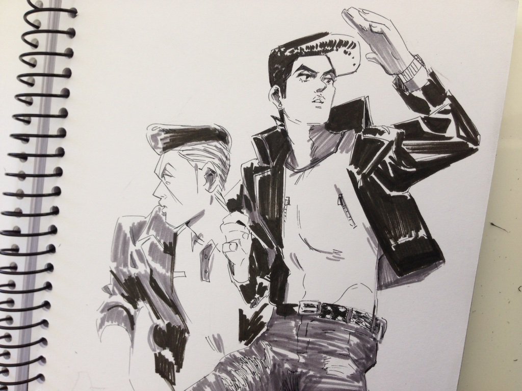 seventypercentethanol:  ink sketches. I love jojo! 