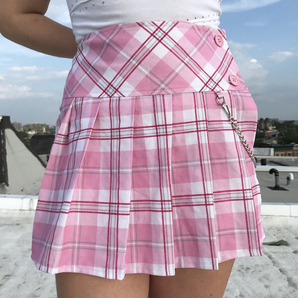 Honeycrushed Y2k Pink Plaid Mini Skirt Tumblr Pics