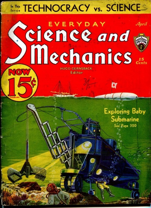 pulpcovers:Exploring Baby Submarine http://bit.ly/2HZr2mBHere is an essay about Hugo Gernsback and “