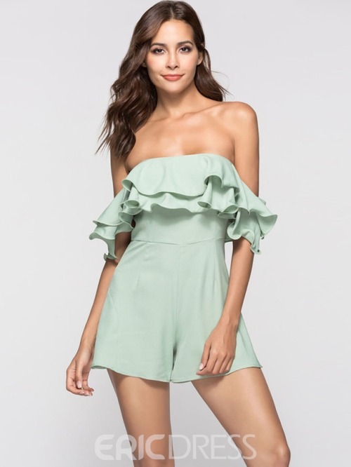 Ericdress slash neck ruffles romper