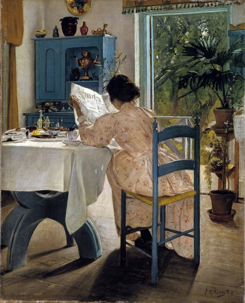 king-without-a-castle: Laurits Andersen Ring(1854-1933) - At Breakfast with the Newspaper, 1898