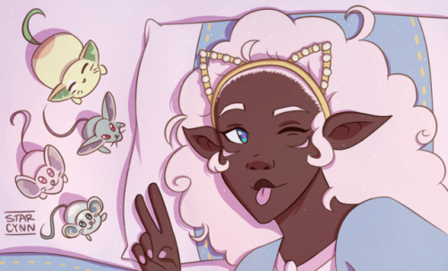 starcynn:she stole lance’s phone to take a couple sleepover selfies ✨