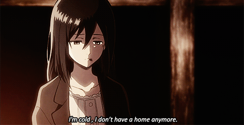 commandereyebrows:  slay-kyojin:  shingekinodenim:  PEOPLE GIVE MIKASA SO MUCH SHIT and it’s funny, but seriously, picture that your parents were brutally murdered in front of you - Eren literally saved her LIFE, taught her to defend for herself, provided