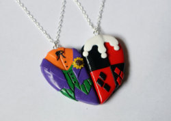 ifounditonetsy:  Click here to get this friendship/relationship necklace featuring The Joker and Harley Quinn. 