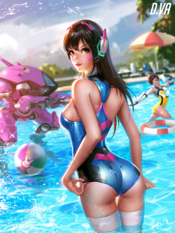 cyberclays:  D.va swimsuit      - Overwatch fan art by  Liang xing  More Overwatch fan art by  Liang xing  on my tumblr [here]  More D.va related art on my tumblr [here]          More Overwatch related art on my tumblr [here]       