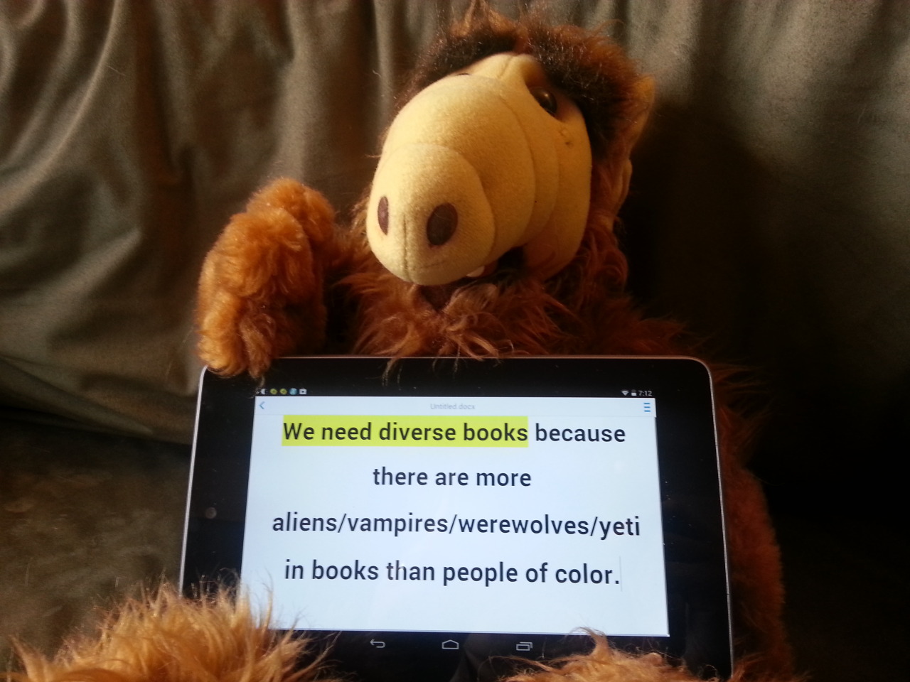 weneeddiversebooks:  #WeNeedDiverseBooks because there are more aliens/vampires/werewolves/yeti