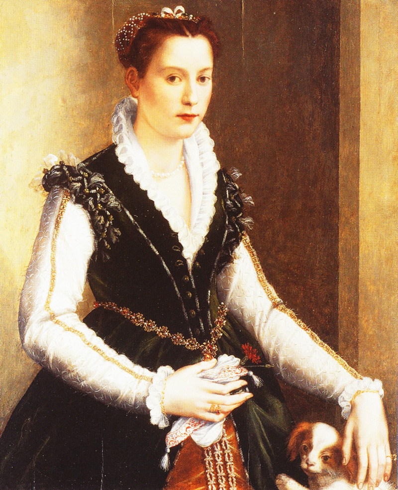 jaded-mandarin:  Alessandro Allori. Isabella de’ Medici Orsini with a Dog, 1560.