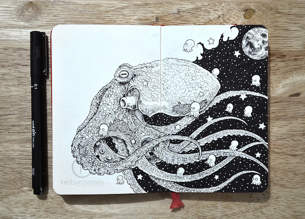 jedavu:  More Whimsical Doodles Created In Moleskine Notebooks, Made With Just Black