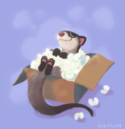 guilrosmer:  bedupolker:  Commission for @ferretsonice of their ferret, Miso! Thank you so much for commissioning me :) Pet portrait commission info  @karpetshark 