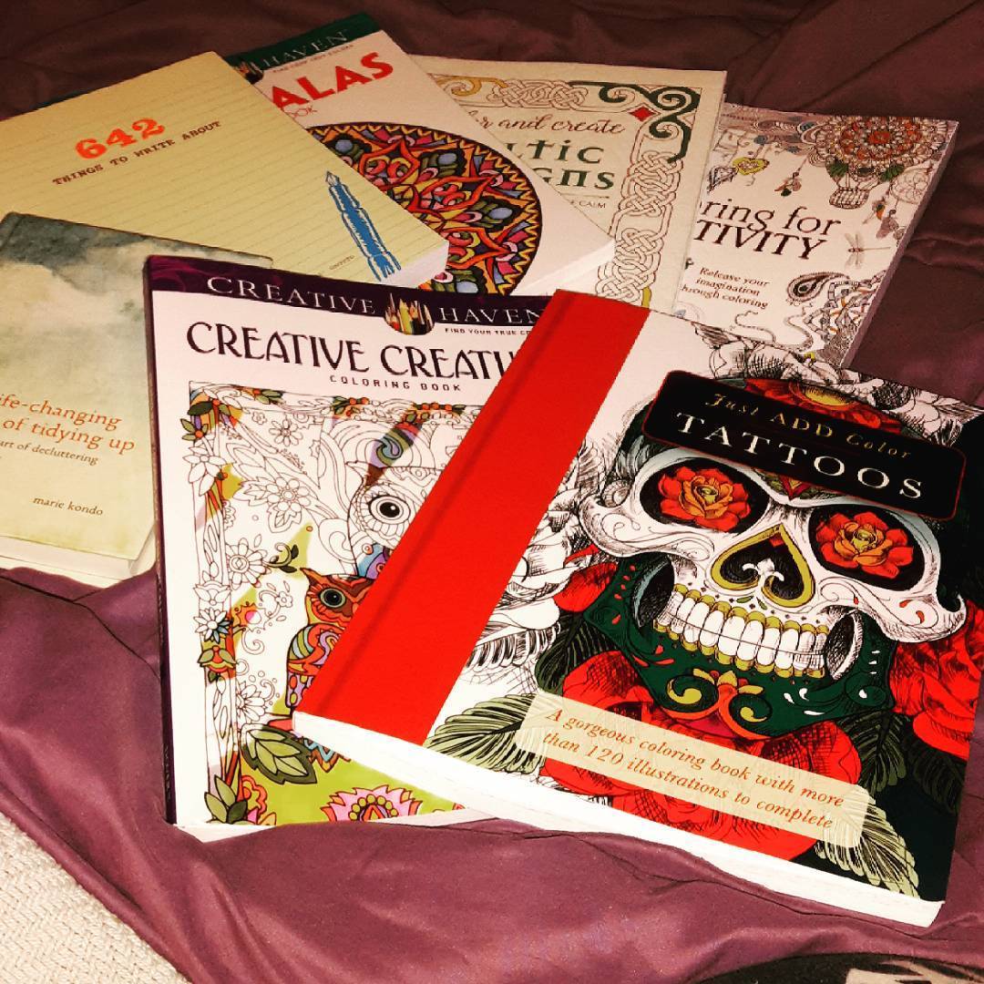 Date night spoils. Part of our date was a trip to #barnes&amp;noble #coloringbooks