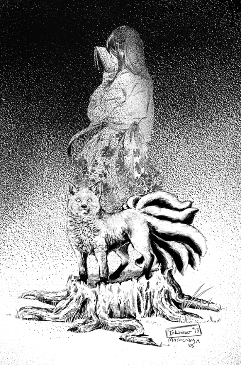 mnstrcndy: Inktober day 13 is the Kumiho (gumiho) It is a creature that appears in the tales and leg