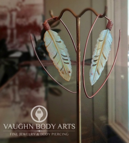 vaughnbodyarts:
“This brand new design from mayajewelry is simply stunning.
“Tommahawk”: Hand carved shell with 22k rose gold plating.
No need for stretched lobes either, these fit in small ear piercings.
Come get them before they’re gone! Last pair...