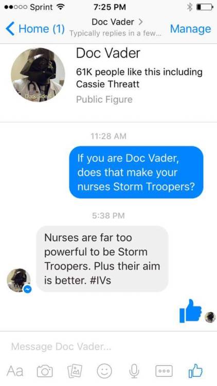 verbsandadjectives: docitaliana: Following Doc Vader on facebook is probably the greatest decision I