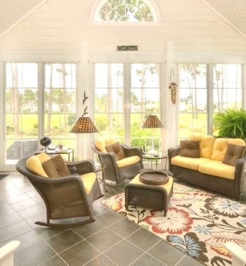 Wilmington Sun RoomSunroom - Large Coastal Porcelain Tile And Gray Floor Sunroom Idea With No Fireplace
