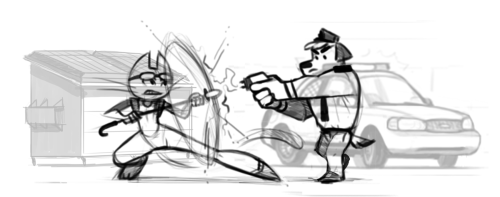 vondellswain: Hey! I’m gonna be livestreaming me working on this pic of Cat Burglar and Police Dog f