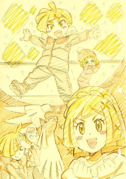 ariverofmilk:  “By the way, my older brother has been good at skating since we were children!“ Permission granted to repost with credit*. Art by Pokemon animator Shinohara Takashi. Keep reading 