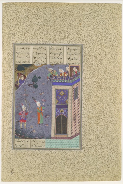 &ldquo;Rudaba Makes a Ladder of Her Tresses&rdquo;, Folio 72v from the Shahnama (Book of Kings) of S