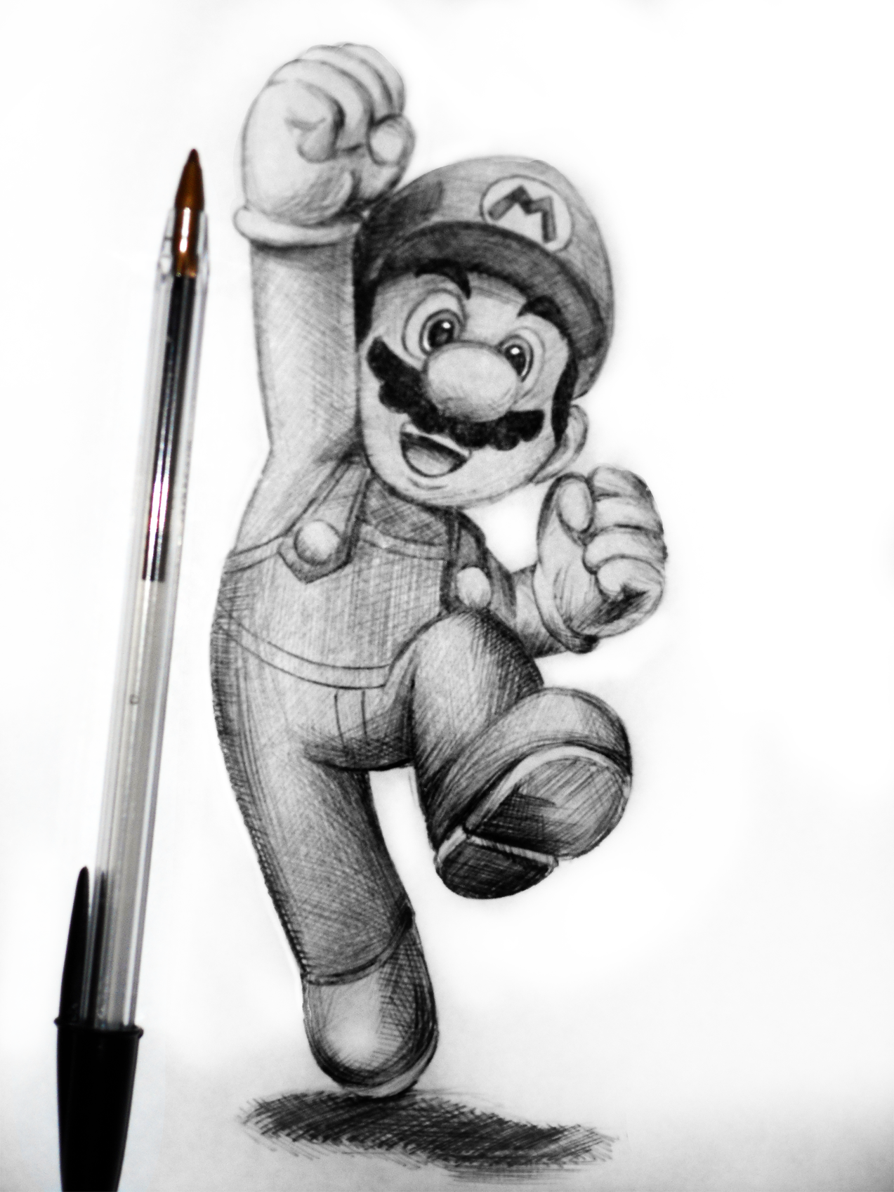 Mario pencil drawing Drawing by David Lovins - Pixels
