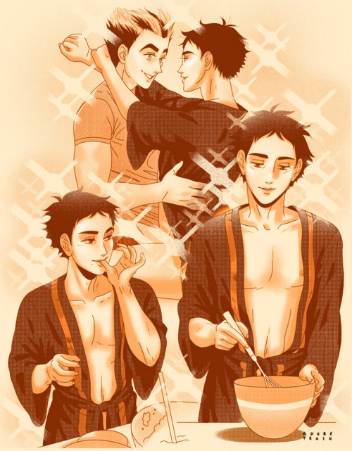 adobetrash:bokuto coming home to akaashi being domestic af is a cute thought 