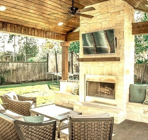 Outdoor Kitchen Outdoor Kitchen In Houston Large Transitional Backyard Patio Kitchen Photo With Decking