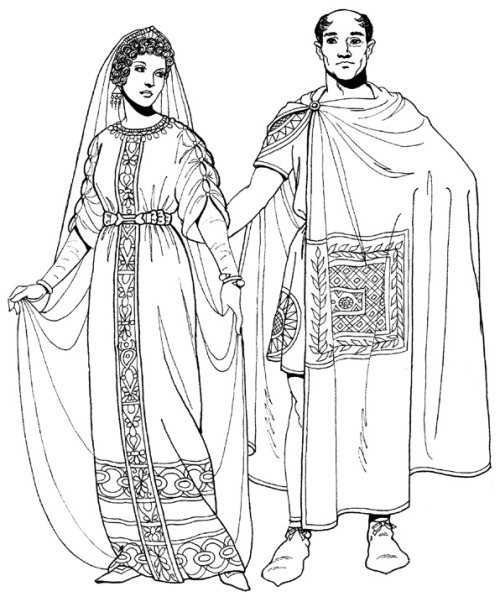 sartorialadventure: Byzantine clothing from a Tom Tierney coloring book The Byzantine Empire, also r