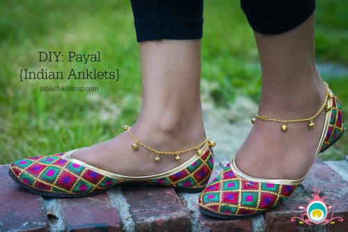 DIY Indian Anklet Tutorial from Pink Chai Living.Make traditional Indian anklets using small bell ch