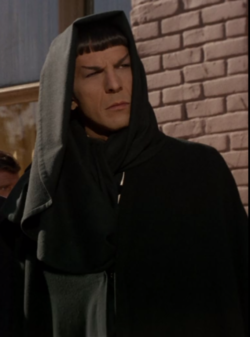 one of the first times Spock has to blend in and he does a shit job, they also wear hats Spock! cove