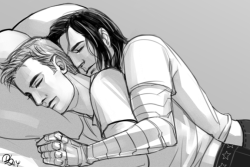 buckybuns:   star-lord-and-savior requested: post-tws Steve and Bucky cuddling and Steve being the little spoon c: If thats okay of course, thanks!  just like old times, i guess. ;u; 