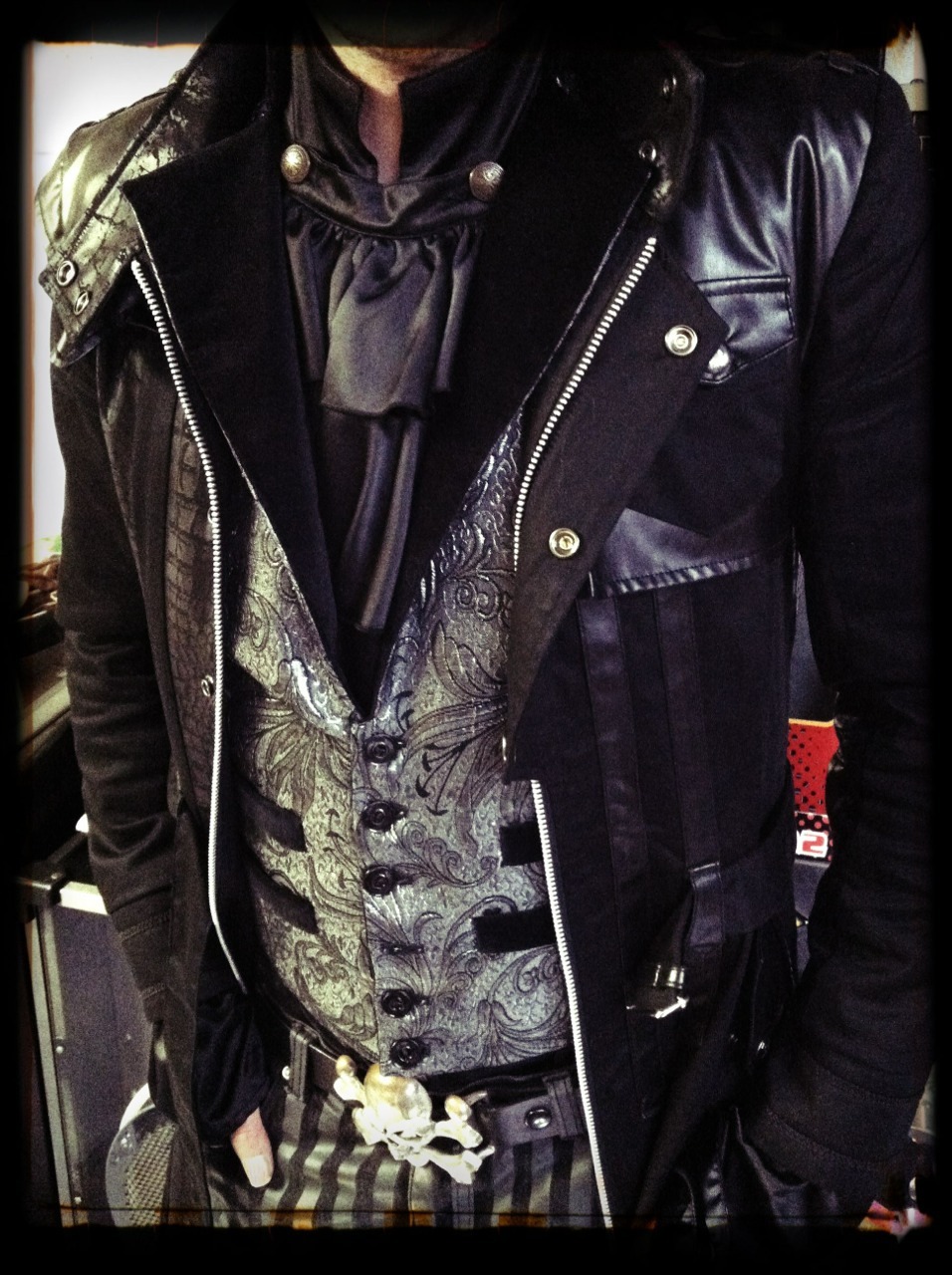 veiledvisage:  Mr. Cyborg is super fond of his new h.NAOTO jacket and custom vest