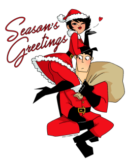 sallychanscraps: From Mr. &amp; Mrs. Samurai 🎅🎄❤️ been busy with decking the halls and commissions, but i wanted to slap something together rq for the holiday season  transparent version  ;9